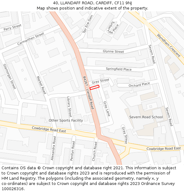 40, LLANDAFF ROAD, CARDIFF, CF11 9NJ: Location map and indicative extent of plot