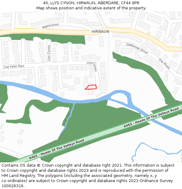 40, LLYS CYNON, HIRWAUN, ABERDARE, CF44 9PR: Location map and indicative extent of plot