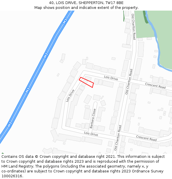 40, LOIS DRIVE, SHEPPERTON, TW17 8BE: Location map and indicative extent of plot