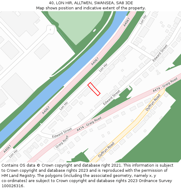 40, LON HIR, ALLTWEN, SWANSEA, SA8 3DE: Location map and indicative extent of plot