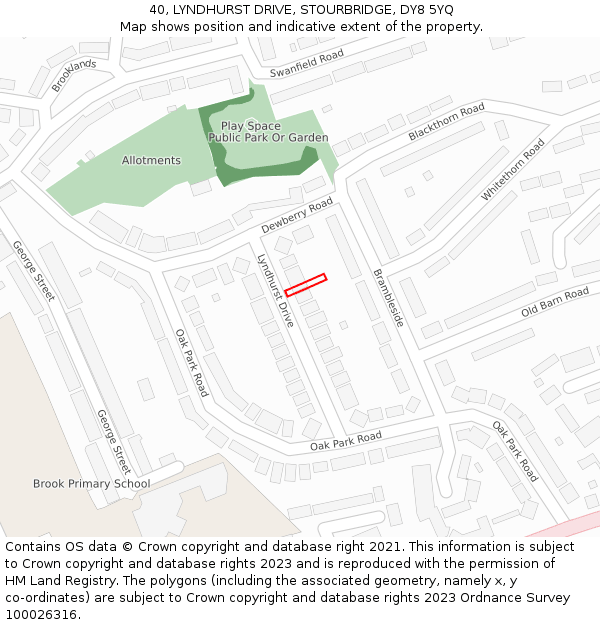 40, LYNDHURST DRIVE, STOURBRIDGE, DY8 5YQ: Location map and indicative extent of plot