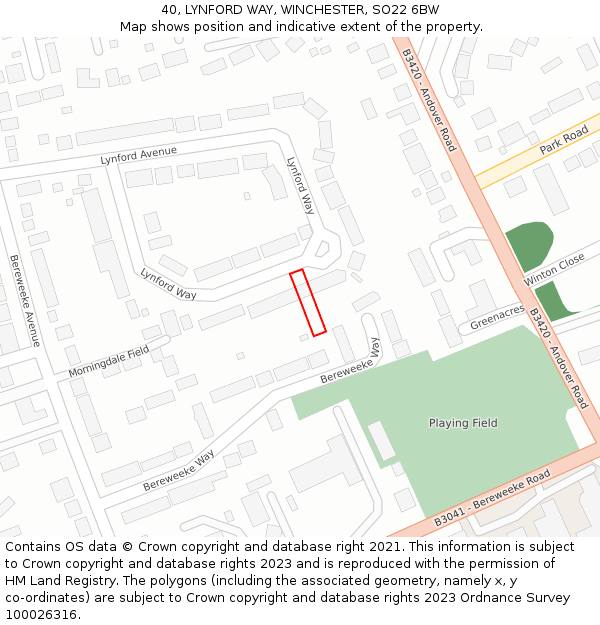 40, LYNFORD WAY, WINCHESTER, SO22 6BW: Location map and indicative extent of plot