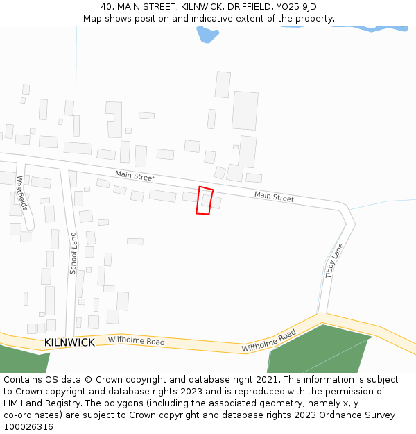 40, MAIN STREET, KILNWICK, DRIFFIELD, YO25 9JD: Location map and indicative extent of plot