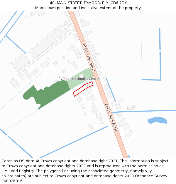 40, MAIN STREET, PYMOOR, ELY, CB6 2DY: Location map and indicative extent of plot