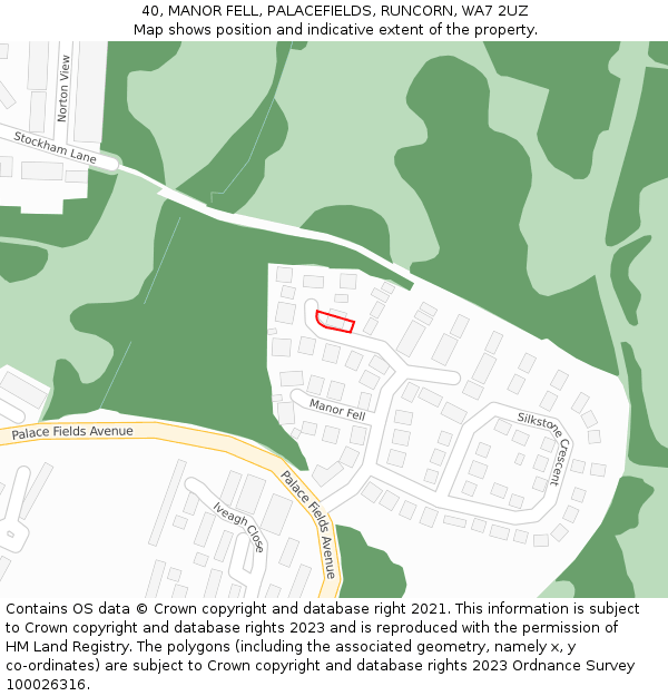 40, MANOR FELL, PALACEFIELDS, RUNCORN, WA7 2UZ: Location map and indicative extent of plot