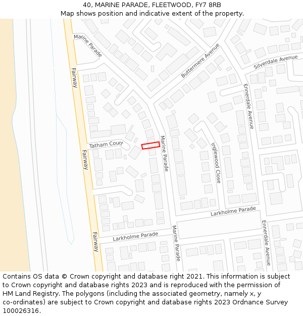 40, MARINE PARADE, FLEETWOOD, FY7 8RB: Location map and indicative extent of plot