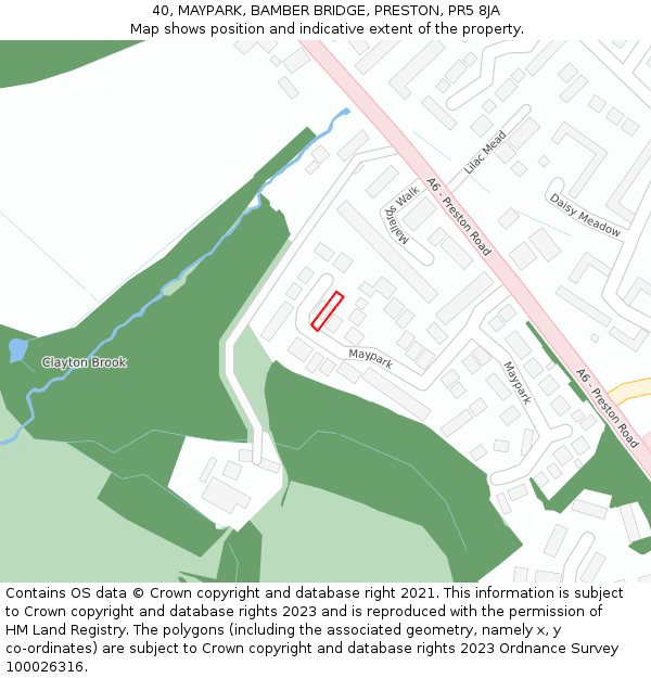 40, MAYPARK, BAMBER BRIDGE, PRESTON, PR5 8JA: Location map and indicative extent of plot