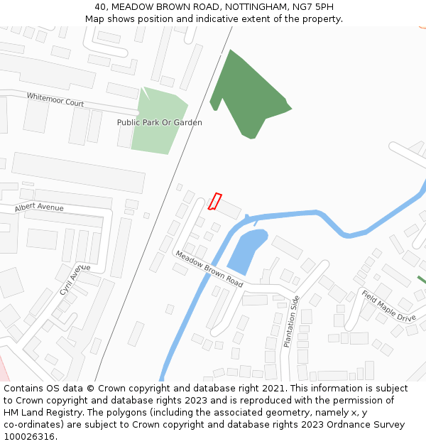 40, MEADOW BROWN ROAD, NOTTINGHAM, NG7 5PH: Location map and indicative extent of plot