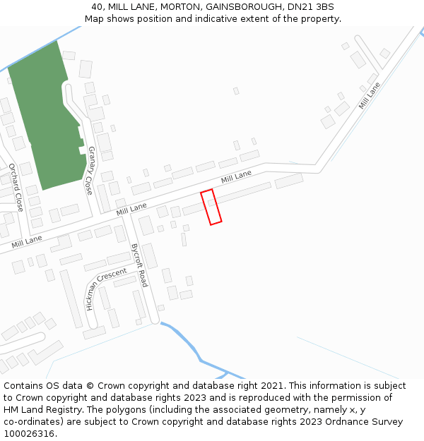 40, MILL LANE, MORTON, GAINSBOROUGH, DN21 3BS: Location map and indicative extent of plot