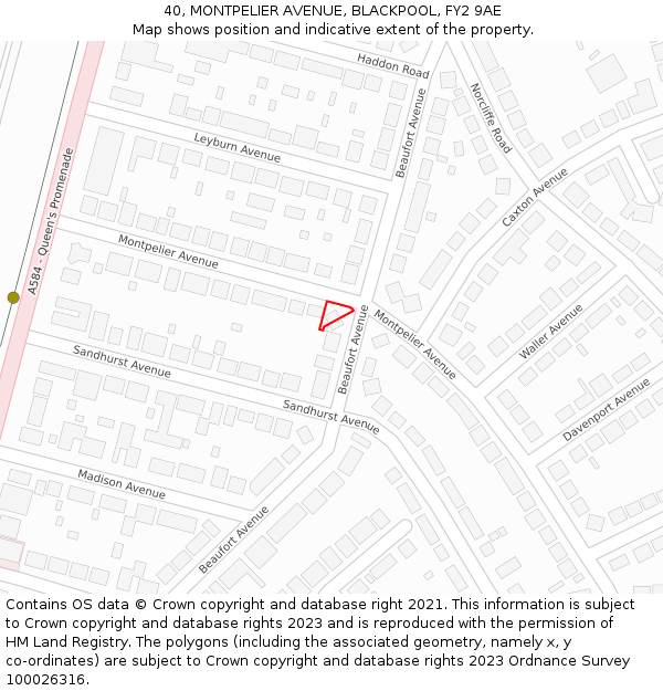 40, MONTPELIER AVENUE, BLACKPOOL, FY2 9AE: Location map and indicative extent of plot