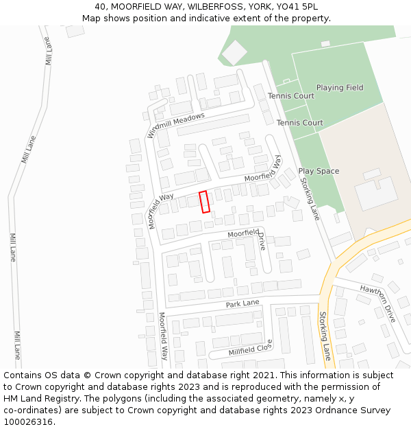 40, MOORFIELD WAY, WILBERFOSS, YORK, YO41 5PL: Location map and indicative extent of plot