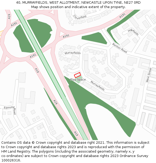 40, MURRAYFIELDS, WEST ALLOTMENT, NEWCASTLE UPON TYNE, NE27 0RD: Location map and indicative extent of plot