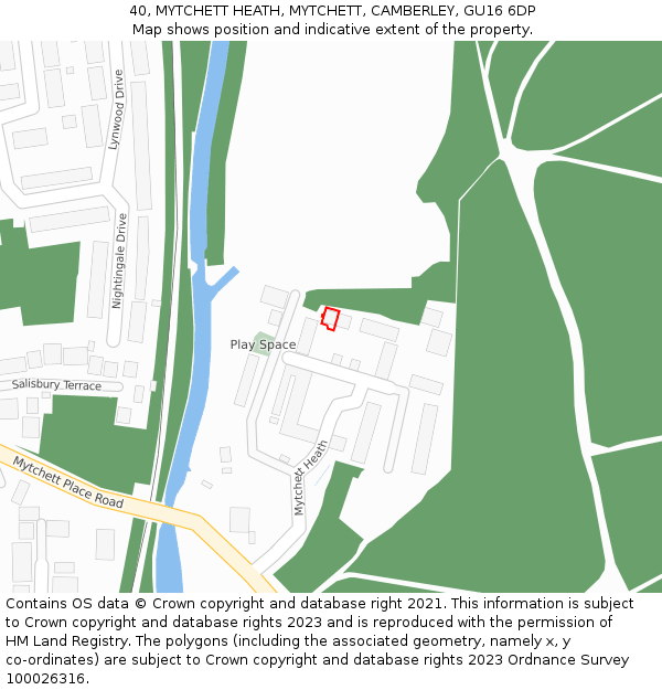 40, MYTCHETT HEATH, MYTCHETT, CAMBERLEY, GU16 6DP: Location map and indicative extent of plot