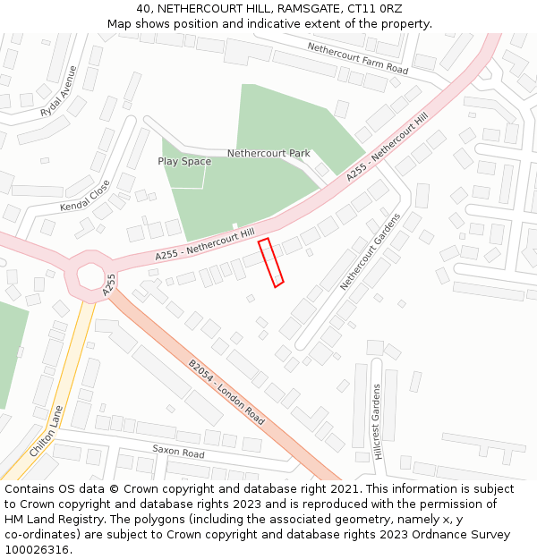 40, NETHERCOURT HILL, RAMSGATE, CT11 0RZ: Location map and indicative extent of plot