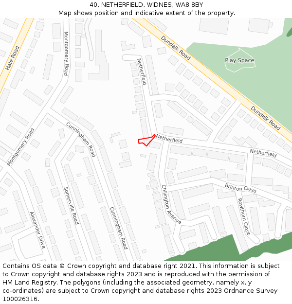 40, NETHERFIELD, WIDNES, WA8 8BY: Location map and indicative extent of plot