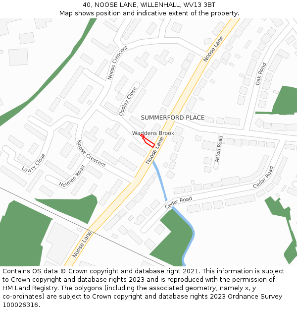 40, NOOSE LANE, WILLENHALL, WV13 3BT: Location map and indicative extent of plot