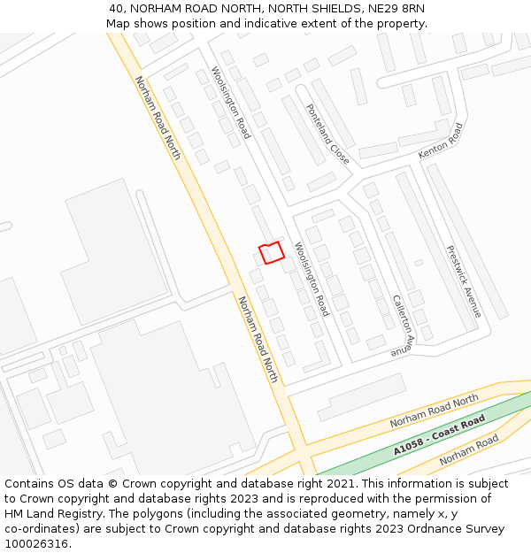 40, NORHAM ROAD NORTH, NORTH SHIELDS, NE29 8RN: Location map and indicative extent of plot