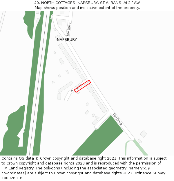 40, NORTH COTTAGES, NAPSBURY, ST ALBANS, AL2 1AW: Location map and indicative extent of plot