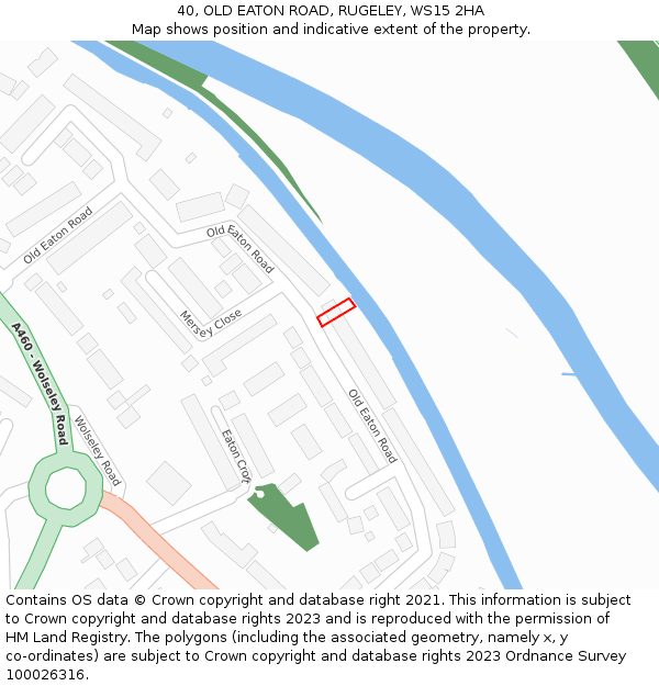 40, OLD EATON ROAD, RUGELEY, WS15 2HA: Location map and indicative extent of plot