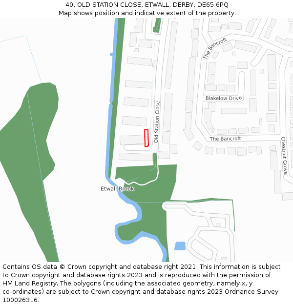 40, OLD STATION CLOSE, ETWALL, DERBY, DE65 6PQ: Location map and indicative extent of plot