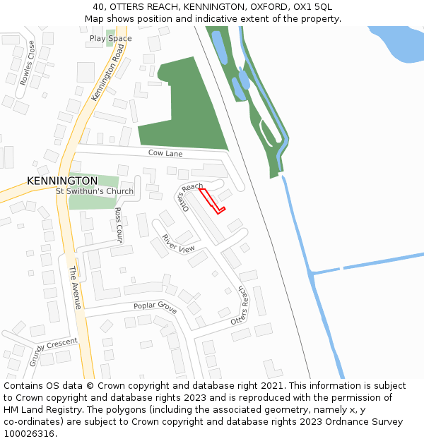 40, OTTERS REACH, KENNINGTON, OXFORD, OX1 5QL: Location map and indicative extent of plot