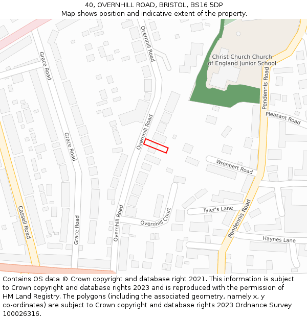 40, OVERNHILL ROAD, BRISTOL, BS16 5DP: Location map and indicative extent of plot