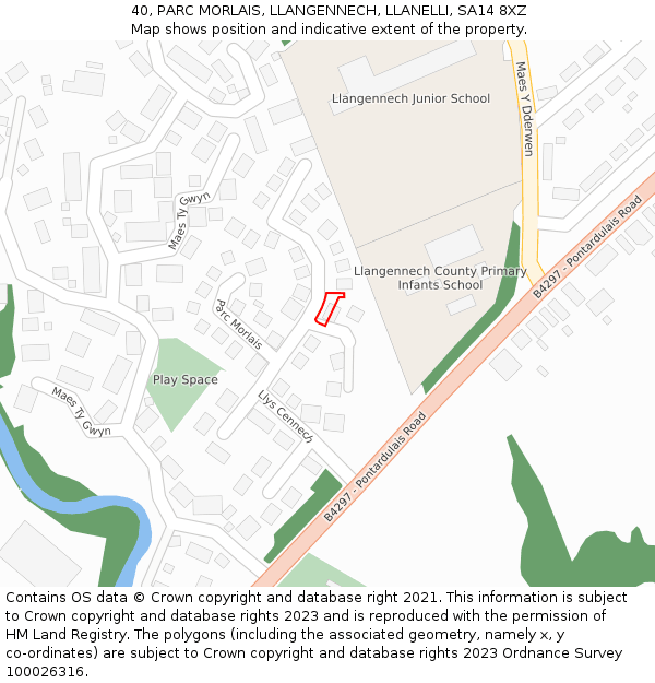 40, PARC MORLAIS, LLANGENNECH, LLANELLI, SA14 8XZ: Location map and indicative extent of plot