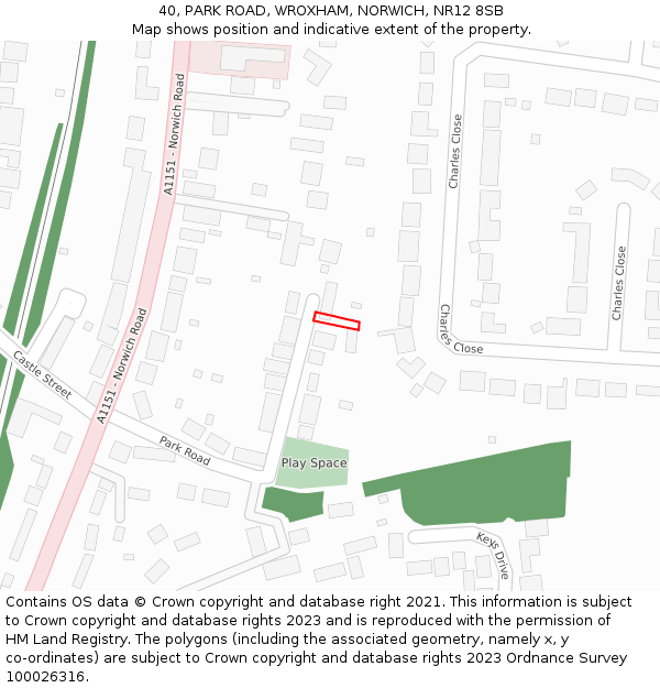 40, PARK ROAD, WROXHAM, NORWICH, NR12 8SB: Location map and indicative extent of plot