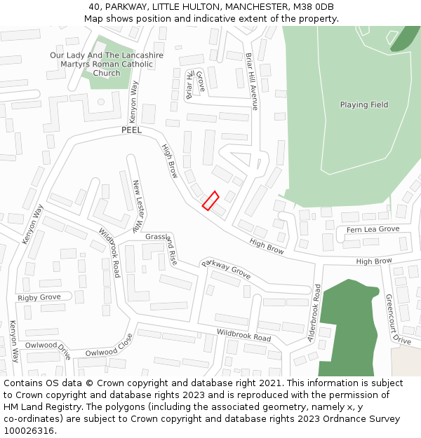 40, PARKWAY, LITTLE HULTON, MANCHESTER, M38 0DB: Location map and indicative extent of plot