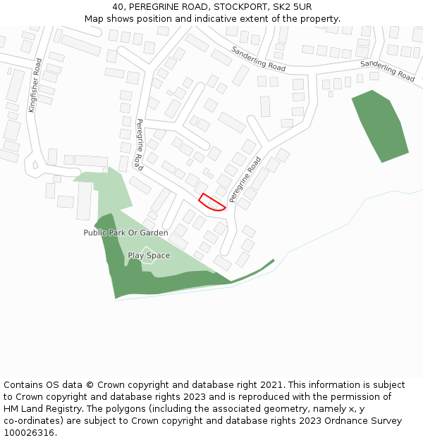 40, PEREGRINE ROAD, STOCKPORT, SK2 5UR: Location map and indicative extent of plot