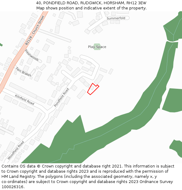 40, PONDFIELD ROAD, RUDGWICK, HORSHAM, RH12 3EW: Location map and indicative extent of plot