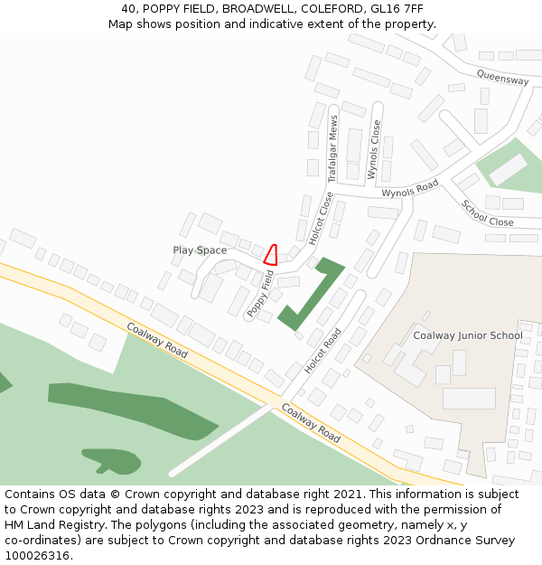 40, POPPY FIELD, BROADWELL, COLEFORD, GL16 7FF: Location map and indicative extent of plot