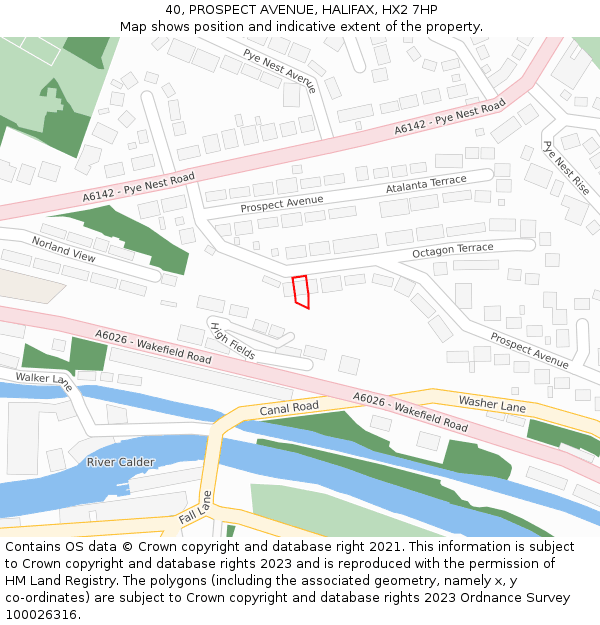 40, PROSPECT AVENUE, HALIFAX, HX2 7HP: Location map and indicative extent of plot