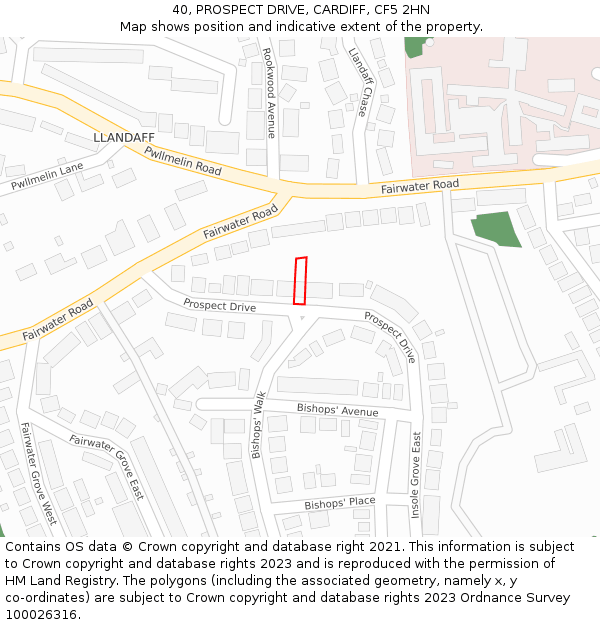 40, PROSPECT DRIVE, CARDIFF, CF5 2HN: Location map and indicative extent of plot