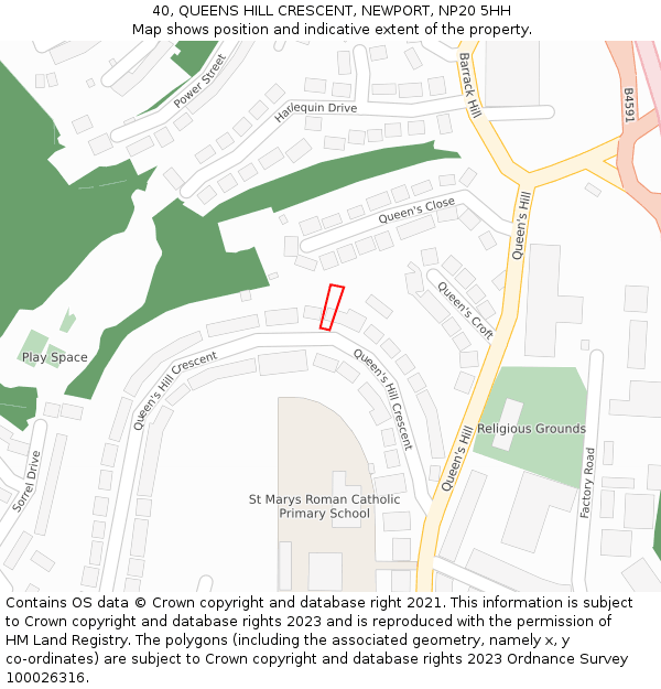 40, QUEENS HILL CRESCENT, NEWPORT, NP20 5HH: Location map and indicative extent of plot