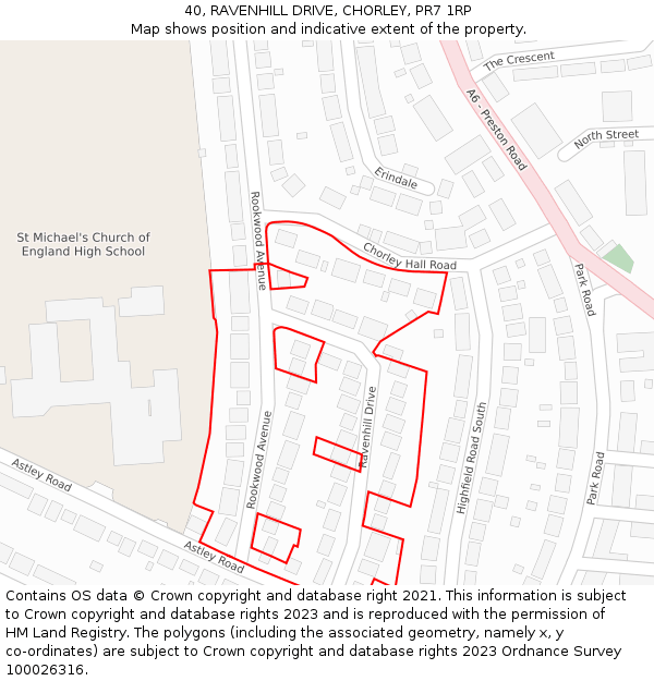 40, RAVENHILL DRIVE, CHORLEY, PR7 1RP: Location map and indicative extent of plot