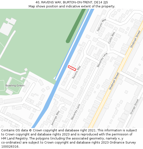 40, RAVENS WAY, BURTON-ON-TRENT, DE14 2JS: Location map and indicative extent of plot