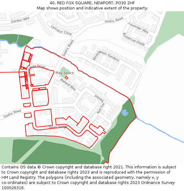 40, RED FOX SQUARE, NEWPORT, PO30 2HF: Location map and indicative extent of plot
