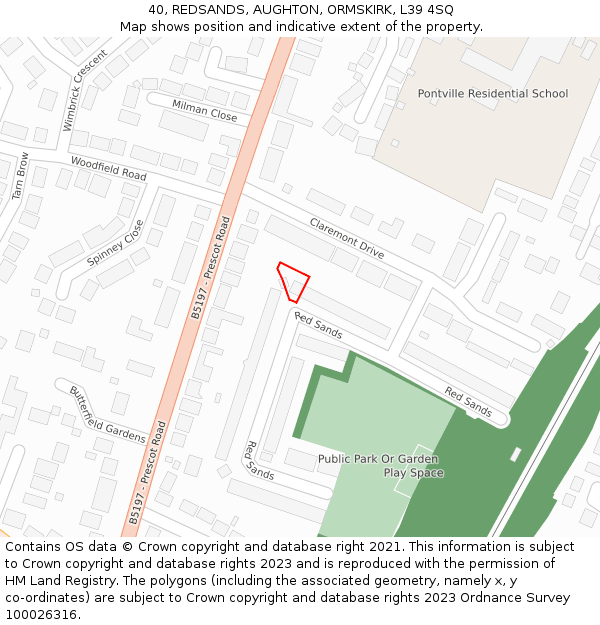 40, REDSANDS, AUGHTON, ORMSKIRK, L39 4SQ: Location map and indicative extent of plot