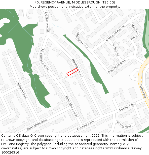 40, REGENCY AVENUE, MIDDLESBROUGH, TS6 0QJ: Location map and indicative extent of plot