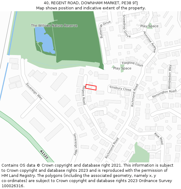 40, REGENT ROAD, DOWNHAM MARKET, PE38 9TJ: Location map and indicative extent of plot