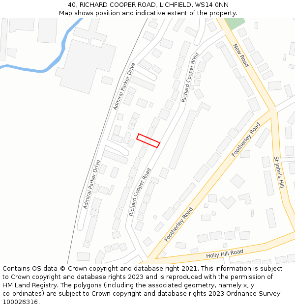 40, RICHARD COOPER ROAD, LICHFIELD, WS14 0NN: Location map and indicative extent of plot