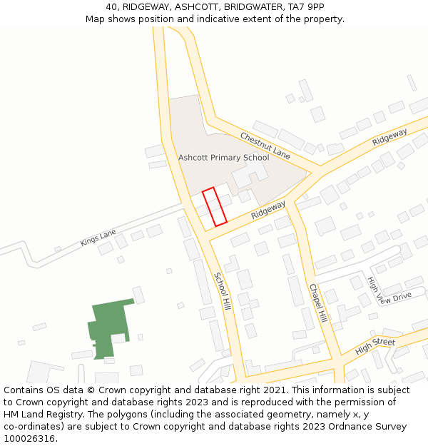 40, RIDGEWAY, ASHCOTT, BRIDGWATER, TA7 9PP: Location map and indicative extent of plot