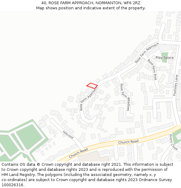 40, ROSE FARM APPROACH, NORMANTON, WF6 2RZ: Location map and indicative extent of plot