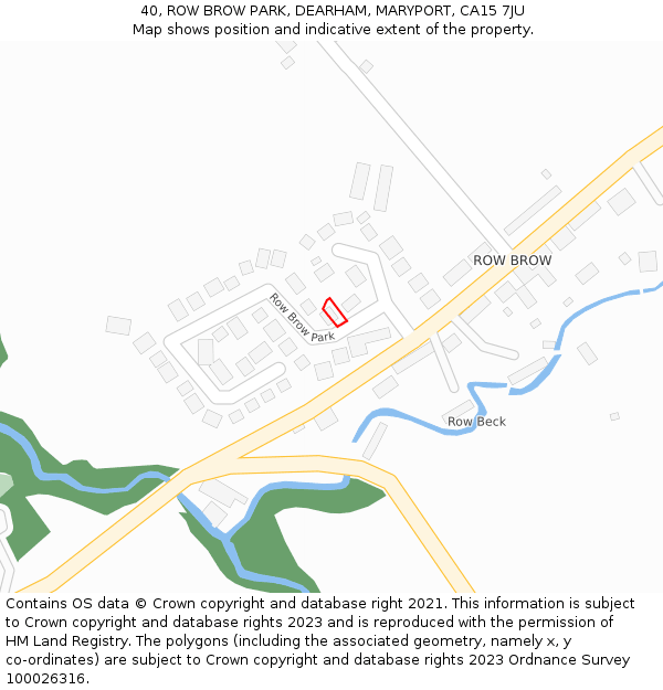 40, ROW BROW PARK, DEARHAM, MARYPORT, CA15 7JU: Location map and indicative extent of plot