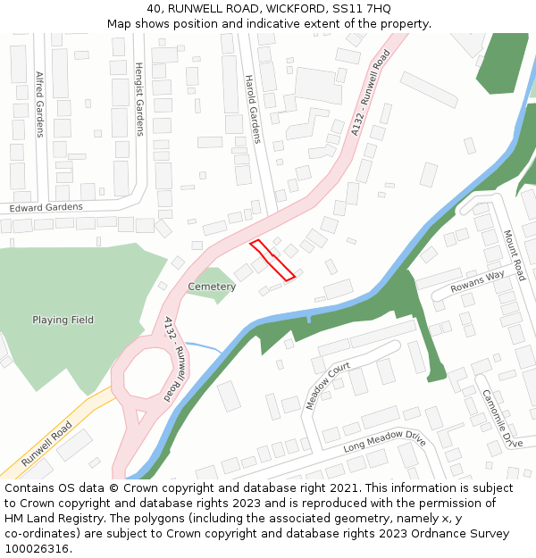 40, RUNWELL ROAD, WICKFORD, SS11 7HQ: Location map and indicative extent of plot