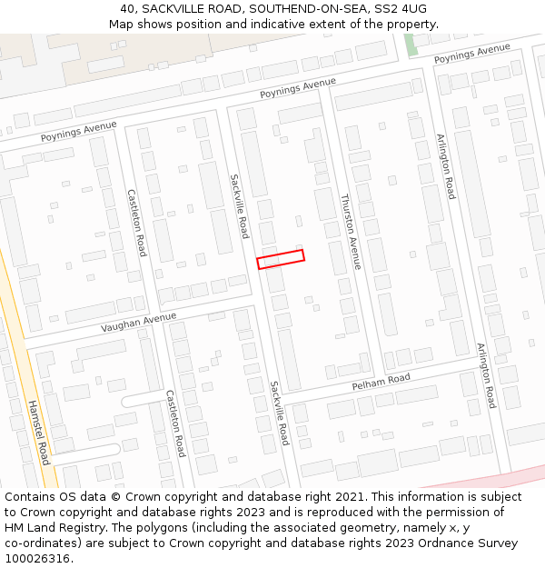 40, SACKVILLE ROAD, SOUTHEND-ON-SEA, SS2 4UG: Location map and indicative extent of plot