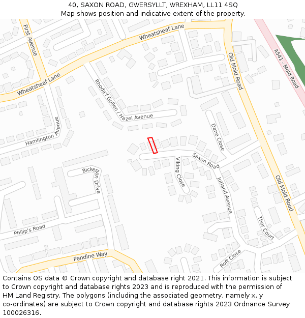40, SAXON ROAD, GWERSYLLT, WREXHAM, LL11 4SQ: Location map and indicative extent of plot