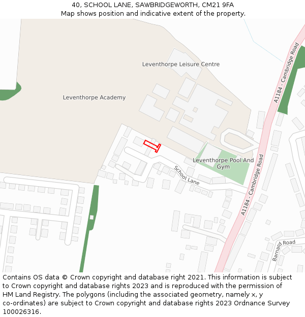 40, SCHOOL LANE, SAWBRIDGEWORTH, CM21 9FA: Location map and indicative extent of plot