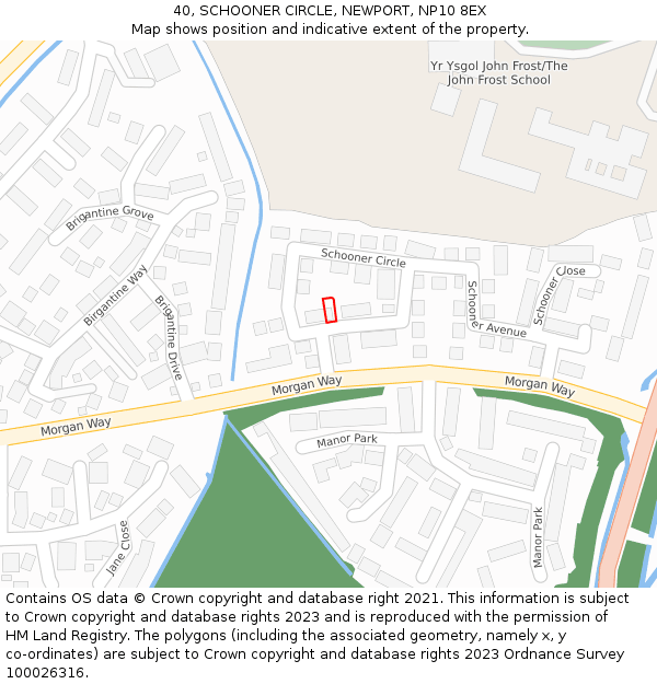 40, SCHOONER CIRCLE, NEWPORT, NP10 8EX: Location map and indicative extent of plot